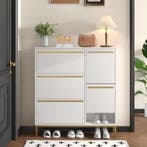 Grote Schoenenkast met 3 Kleppen – Zitsteun en Open Vakken, Verzenden, Nieuw