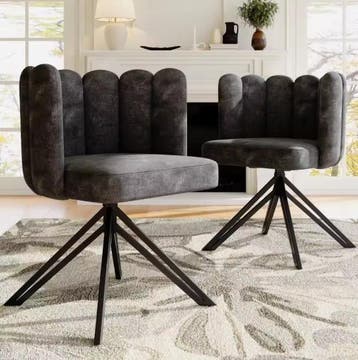 Set van 2 Draaibare Eetkamerstoelen – Fluweel en Metaal, Verzenden, Nieuw