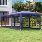 vidaXL Partytent met 8 mesh zijwanden 3x9 m HDPE blauw, Verzenden, Nieuw, Partytent