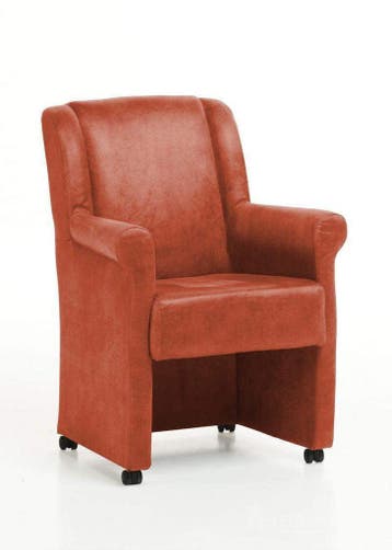 Eetkamerstoel Mandy met wielen - eetkamerstoelen - Oranje, Nieuw, Stof