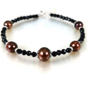 Armband Zilver Parel - Spinel - Tahiti RD-OV Ø8-10,1mm, Nieuw