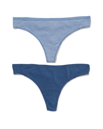 HEMA Damesstring katoen - 2 stuks blauw laag geprijsd, Verzenden