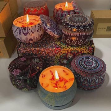 Vintage Geurkaarsen in Decoratieve Blikjes - Soja Was & Bloe, Verzenden, Nieuw