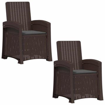 vidaXL Ligstoel in rietenlook 2 st Bruin en antracietkleurig, Verzenden, Nieuw