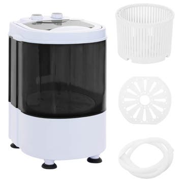 vidaXL Mini Wasmachine met Enkele Wasbak 2,6 kg Zwart en Wit, Verzenden, Nieuw