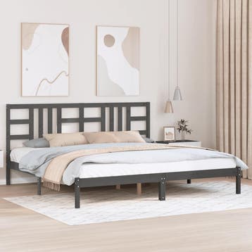 vidaXL Bedframe massief hout grijs 200x200 cm, Verzenden, Overige maten, 200 cm, Grijs