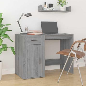 vidaXL Bureau 100x49x75 cm bewerkt hout grijs sonoma, Verzenden, Nieuw