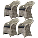 4 stuks Macau dining tuinstoel met handgat naturel rotan, Ophalen of Verzenden, Nieuw