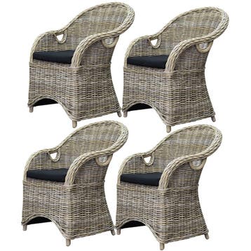 4 stuks Macau dining tuinstoel met handgat naturel rotan, Tuin en Terras, Tuinstoelen, Ophalen of Verzenden, Nieuw