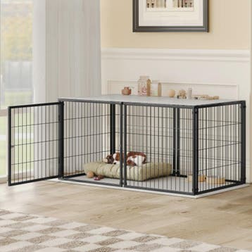 Modulaire Hondenkennel 120x60x60cm - Zwart Metaal met PVC Co, Verzenden, Nieuw