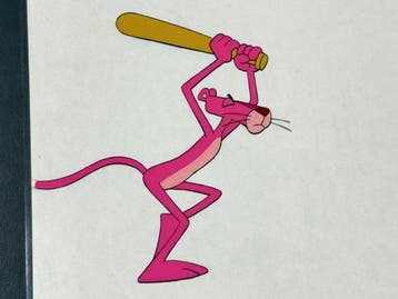 Friz Freleng - Originele animatiecel en tekening van De Roze, Nieuw in verpakking