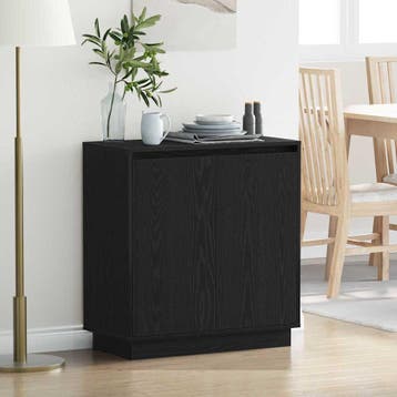 vidaXL LED Sideboard Zwart eiken 71 x 34,5 x 75 cm Bewerkt, Verzenden, Nieuw