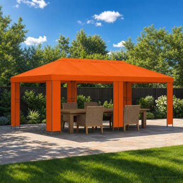 vidaXL Tuinprieel 6 x 3 m Oranje Polyester en staal 190 gsm, Verzenden, Nieuw