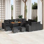 vidaXL Tuin Sofa Set met kussen 14 pcs Zwart poly rattan, Tuin en Terras, Verzenden, Nieuw, Rotan, 4 zitplaatsen
