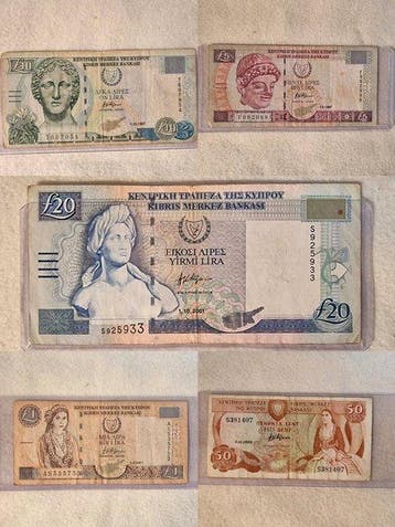 Cyprus. - 5 Banknotes - 1989/2001 (Zonder minimumprijs)