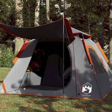 vidaXL Koepeltent 4-persoons snelontgrendeling grijs en, Caravans en Kamperen, Tenten, Verzenden, Nieuw, Tot en met 2