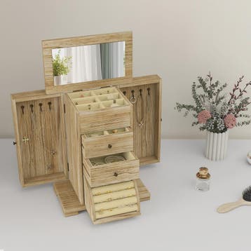 Houten Sieradenkast met Spiegel, Lades en Armbandrol - Organ, Verzenden, Nieuw