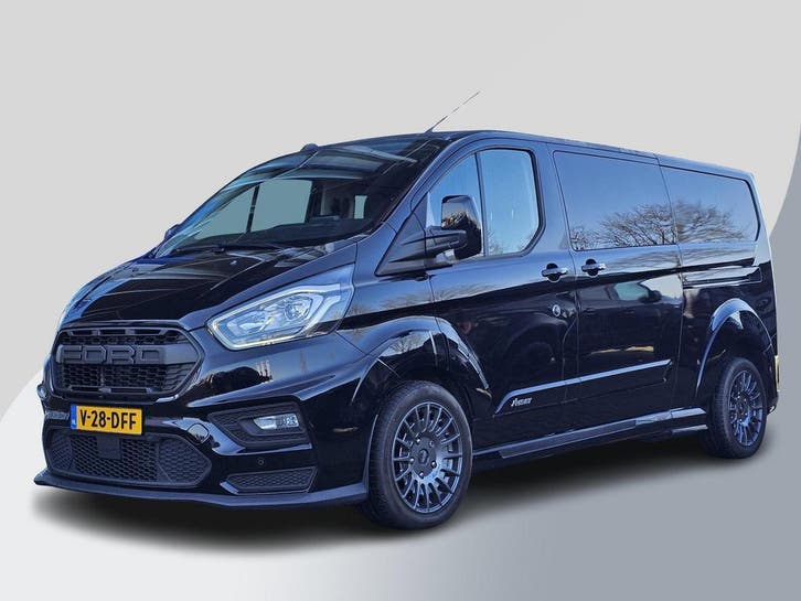 Ford Transit Custom 320 2.0 TDCI L2H1 MS-RT DC, Auto's, Bestelauto's, Dealer onderhouden, Lease, Grijs, Automaat, Zwart, Financial lease