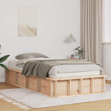 vidaXL Bedframe Bruin 90 x 200 cm Massief grenenhout, Huis en Inrichting, Slaapkamer | Bedden, Verzenden, Nieuw, Bruin, Hout