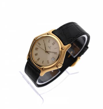 Ebel 1911 37mm 8187916; 18k. Gouden Heren Horloge, Overige merken, Leer, Polshorloge, Ophalen of Verzenden