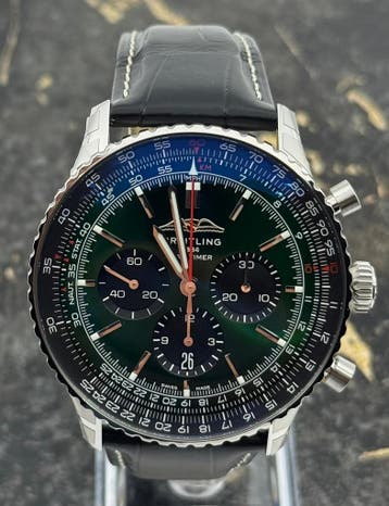 Breitling Navitimer B01 Chronograph 46mm - Green Dial New, Leer, Staal, Breitling, Polshorloge