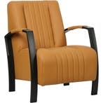Cognac leren fauteuil, Huis en Inrichting, Fauteuils, Ophalen of Verzenden, Nieuw, Leer