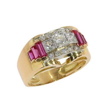 Ring - 18 karaat Geel goud, Witgoud - 0.50ct. tw. Diamant, Nieuw