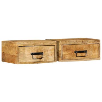 vidaXL Nachtkastjes 2 st wandgemonteerd massief ruw, Verzenden, Nieuw, Hout, Minder dan 45 cm