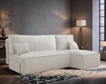 Slaapbank Ribstof Karlito Creme | Universeel | €399,-, Verzenden, Overige maten, Overige maten, Nieuw