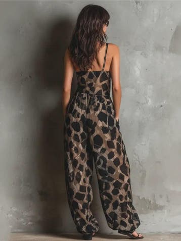 Stijlvolle Dames Jumpsuit met Panterprint, Mouwloos en Wijde, Verzenden, Nieuw