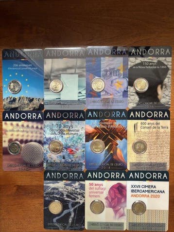Andorra. 2 Euro 2014/2020 (incl. 2 Euro Ski) (11 monnaies)
