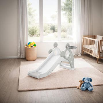 Kinderglijbaan Joy, met basketbalring, inklapbaar - grijs, Verzenden, Nieuw