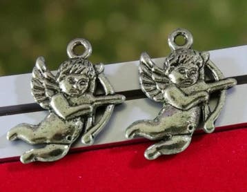 4 x Engel bedel – antiek zilverkleur – 22 x 15 mm – oo, Hobby en Vrije tijd, Ophalen of Verzenden, Nieuw, Kraal