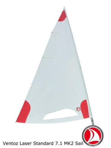 Ventoz Laser Standard MK2 Zeil COMPLEET (7.1 m2)- Red Patchs, Verzenden, Nieuw, 3 tot 6 meter, Minder dan 15 m²