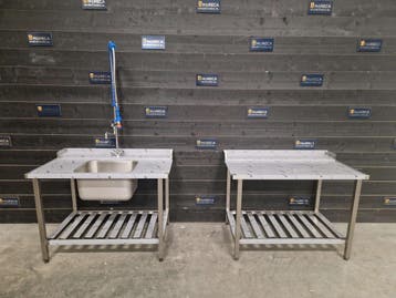 Aan- en afvoertafel | wastafel | 120cm | RVS | horeca, Gebruikt, RVS Meubilair