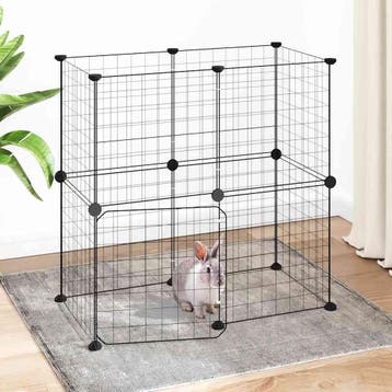 vidaXL Huisdierenkooi met deur 12 panelen 70x35x70 cm staal, Verzenden, Nieuw