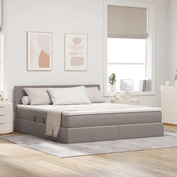 vidaXL Opbergbed met matras met hoofdeinde Taupe 160 x 200, Verzenden, Nieuw