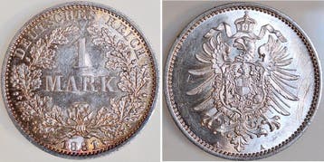 Duitsland 1 Mark 1881a vz/stgl, Vorne herrlich goudene Pa..., Verzenden