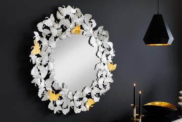Decoratieve wandspiegel GINKGO LEAFS XL 90cm goud zilver, Huis en Inrichting, Ophalen of Verzenden, Nieuw