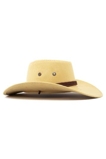 KIMU® Cowboyhoed Beige Suedelook Lichtgewicht Bruin PU Suede, Ophalen of Verzenden, Nieuw, Overige maten, Carnaval