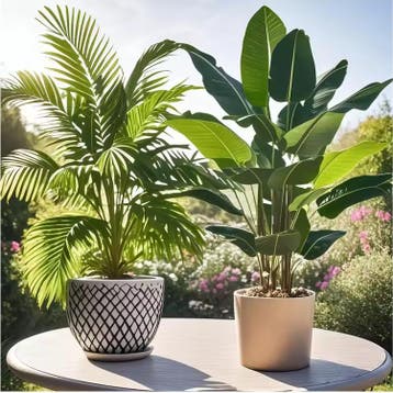 Set van 2 Kunst Palm- en Bananenplanten – Tropisch, Huis en Inrichting, Verzenden, Nieuw