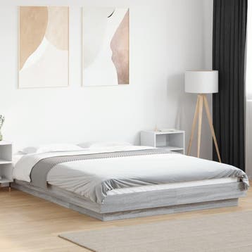 vidaXL Bedframe met LED-verlichting grijs sonoma eiken, Huis en Inrichting, Slaapkamer | Bedden, Verzenden, Nieuw, 190 cm of minder
