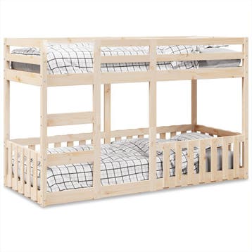 vidaXL Stapelbed massief grenenhout 75x190 cm, Verzenden, Nieuw, Bruin, Hout