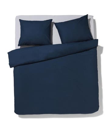 HEMA Dekbedovertrek 200x200/220cm zacht katoen donkerblauw, Verzenden, Nieuw, Blauw