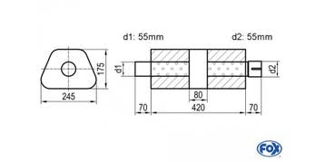 FOX Uni-geluiddemper trapeziumvormig met kamer + sok - Afwij, Verzenden, Nieuw