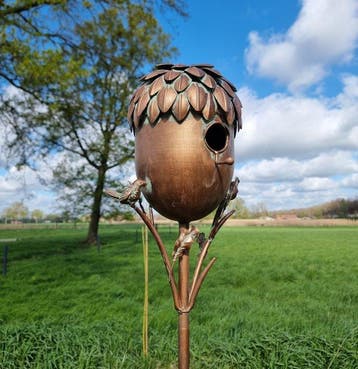 Beeldje - BIrdhouse - IJzer, Metaal