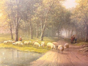 Jan Van Baelen (1948) - Schapen en paard met herder