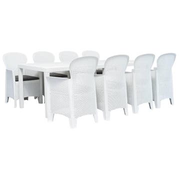 vidaXL 9-delige Tuinset rattan-look kunststof wit, Verzenden, Textileen, Nieuw, 8 zitplaatsen