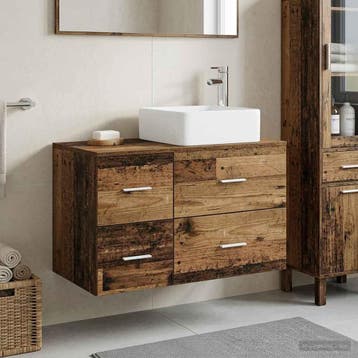vidaXL Badkamermeubelset 2 st Oud hout Bewerkt hout, Verzenden, Nieuw