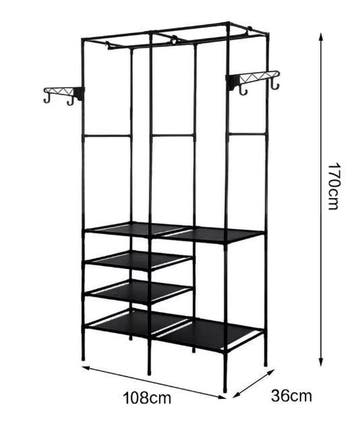 Dubbel Kledingrek met Schoenenrek – Kapstok met Haken 60 cm, Verzenden, Nieuw